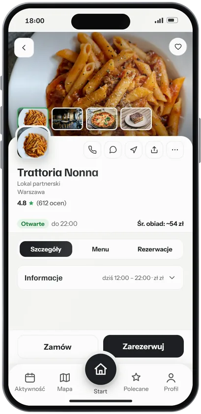 Profil Trattorii Nonna: otwarte do 22:00, godziny na dziś