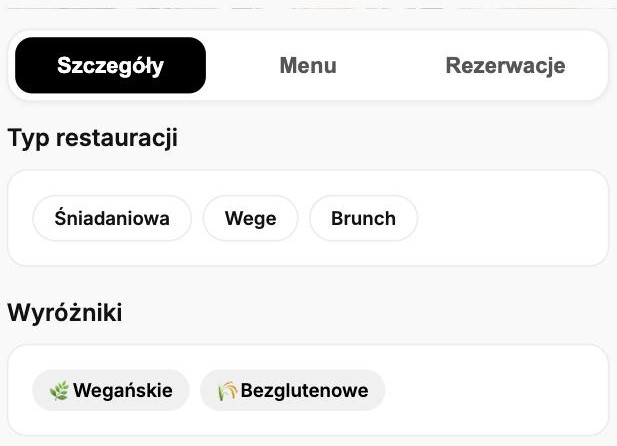 Typ restauracji i&nbsp;wyróżniki na profilu lokalu